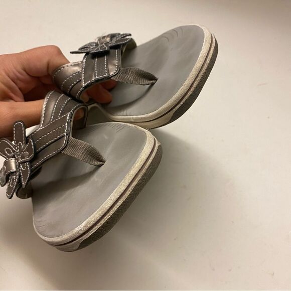 Clarks cloudsteppers comfort slip on sandal Breeze Brinkley Flora pewter 9 - Picture 2 of 8